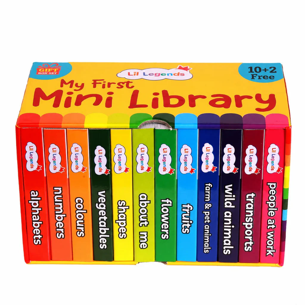 Mini Library | Early Learning Board Books Box Set for Kids | 200+ Cards like a Books on Alphabet, Numbers, Colours, Shapes, Animals, Fruits, Vegetables & More | Ages 0–4 Years