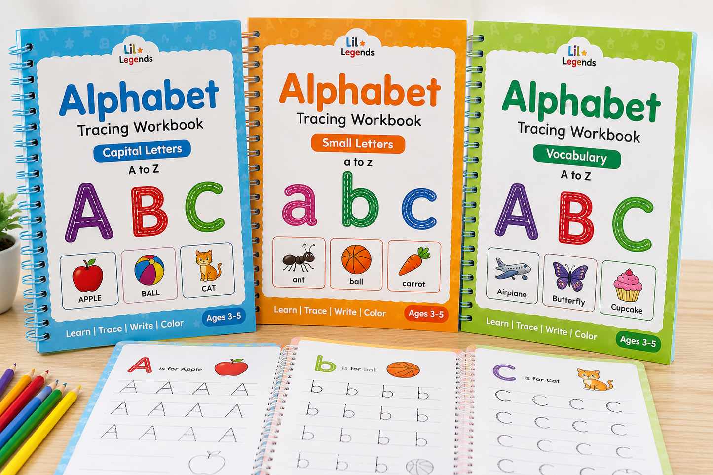 Kids Alphabet Tracing Workbook Set 4 book (300+ worksheet) – Capital & Small Letters (Age 3–5)