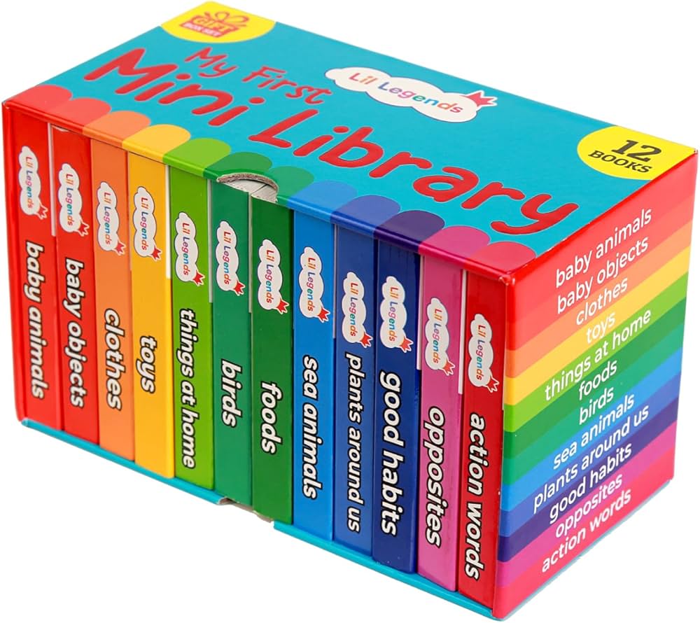 Mini Library | Early Learning Board Books Box Set for Kids | 200+ Cards like a Books on Alphabet, Numbers, Colours, Shapes, Animals, Fruits, Vegetables & More | Ages 0–4 Years