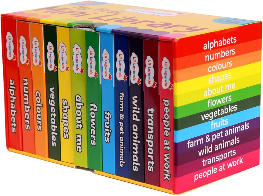 Mini Library | Early Learning Board Books Box Set for Kids | 200+ Cards like a Books on Alphabet, Numbers, Colours, Shapes, Animals, Fruits, Vegetables & More | Ages 0–4 Years