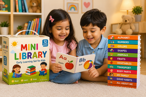 Mini Library | Early Learning Board Books Box Set for Kids | 200+ Cards like a Books on Alphabet, Numbers, Colours, Shapes, Animals, Fruits, Vegetables & More | Ages 0–4 Years