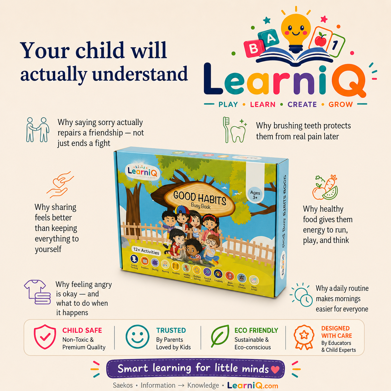 LearniQ Good Habits Busy Book | Teach Your Toddler Good Habits for Life | Activity Kit for Ages 3–6 (Copy)