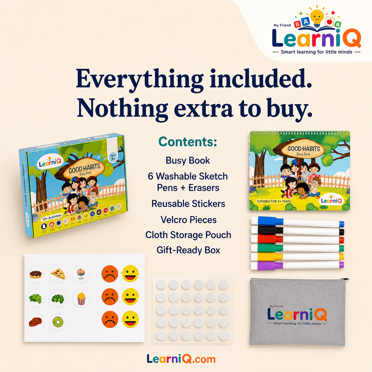 LearniQ Good Habits Busy Book | Teach Your Toddler Good Habits for Life | Activity Kit for Ages 3–6 (Copy)